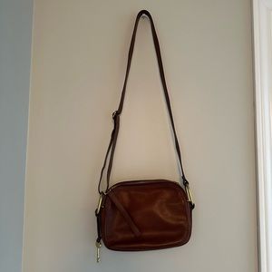 Fossil double zip leather camera bag in tan